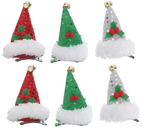 Beavorty Einzigartige Weihnachtsmannmütze für Jungen und Mädchen Haarspange Weihnachtsmütze für Jungen und Mädchen Haarnadel Weihnachtsdekor Mütze Haarnadel Süße Kopfbedeckung