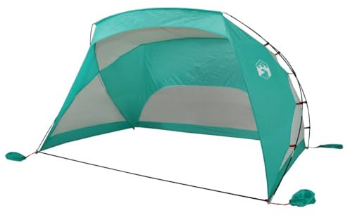 vidaXL Strandzelt, Strandmuschel mit Mesh Seitenwänden, Campingzelt mit 4 Sandsäcken in Vier Ecken, Strand Zelt Outdoor Zelt, Meergrün TAFT