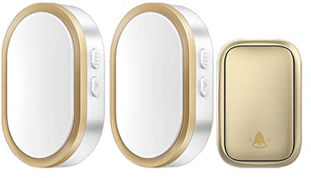 3 Pieces Wireless Door Bell Doorbell Alarm Apartment Waterproof Equipment, Gold