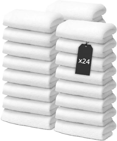 24 Stück Seiftücher 30x30 cm | Kleine Handtücher Set | Frottee Weich & Flauschig | 100% Baumwolle | Mini Washlappen Seiflappen | 500 g/m² | Oeko-Tex | Ôhm | Weiß