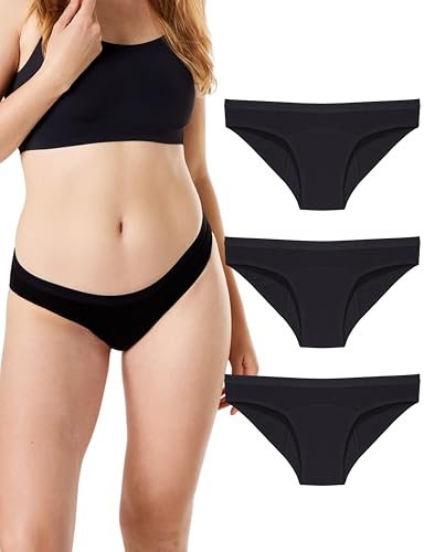femtis Periodenunterschwäsche 3er Set, Periodenunterwäsche Slip ersetzt 3 Tampons, Perioden Unterwäsche Saugstark, Menstruationsunterwäsche, Periodenunterschwäsche Starke Blutung, XXS - 3XL