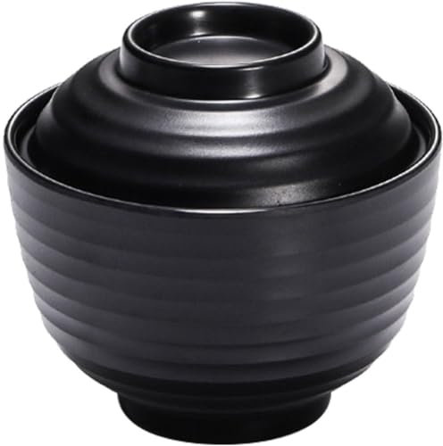 Miso Soup Bowl with Lid, Japanese Melamine Noodle Bowl Rice Bowl Snack Bowl Dessert Bowl Appetizer Bowl for Home Kitchen Restaurant