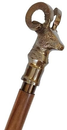 Nautical 3 Folding Walking Stick with Brass Deer Head Goat Handle Walking Cane