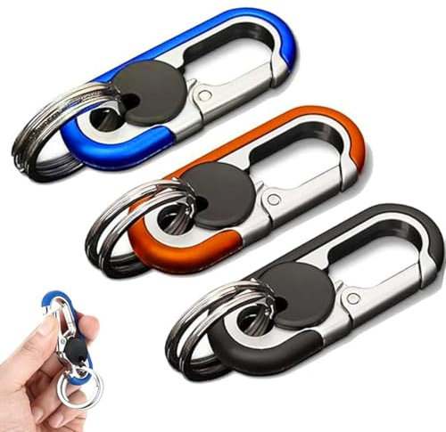 ZORTVUL 3 Pièces Mousqueton Porte Clef Voiture, Anneau Porte Clé, Avec 4 Porte-Clés, Anneau Porte Clé En Alliage De Zinc, Mini Mousqueton Comme Cadeau D'Affaires Pour Homme Et Femme