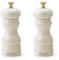 Bill.F Salt and Pepper Grinder Set, Wood Pepper Mill Set of 2 Manual Salt Pepper Shakers Grinder Refillable 5 Inch with Adjustable Ceramic Grinding Rotor（Set of 2 Cream）