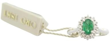 Damiata Gioielli Orelù Ring aus Weißgold mit Smaragd und Diamanten 001036NZZA, Gold, Smaragd