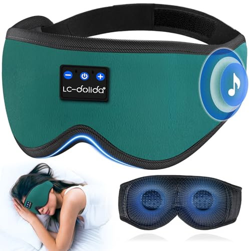 Bluetooth Sleep Mask Headphones,LC-dolida Upgraded 3D Sleep Headphones for Side Sleeper,16Hrs Playing Music Eye Mask with Bluetooth Headphones,Sleep Aids for Men/Women/Nap/Relax/Travel