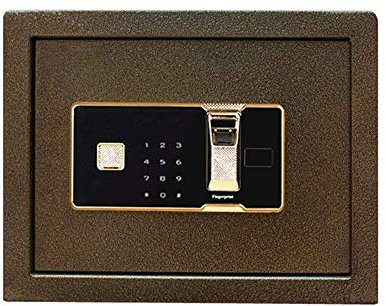 JQQJZLC Tresor aus Stahl, 30 cm hoch, intelligenter Fingerabdruck-Safe, Kleiner Fingerabdruck-Passwort-Safe zur Aufbewahrung von Wertsachen (Gold, 30 x 30 x 30 cm), Tresor