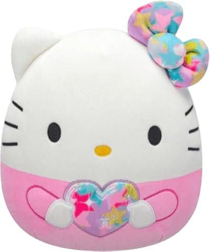 Squishmallows Hello Kitty - Peluche a forma di papillon e cuore, 20,3 cm