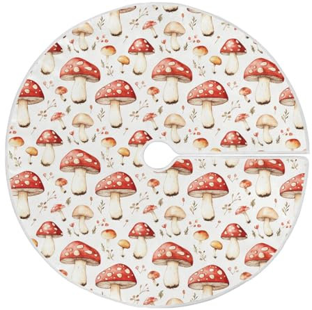 Weihnachtsbaumschmuck, Pilz, rund, groß, für drinnen und draußen, 90 cm, Rot und Weiß