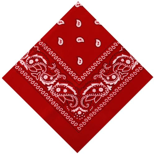 sularpek Bandana Rot, Bandana Damen und Herren, Paisley Halstuch, Unisex Tuch Bindetuch, Paisley Muster Bandanas Headwear Haar Schal, Headwear Haar Schal Ansatz Handgelenk Kopf Biker(55 x 55 cm)