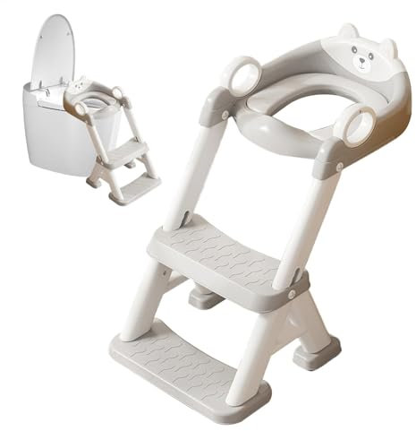 Vasino sedile WC bambino con scala: scala WC per bambini, WC aggiornato, sedile WC per bambini, sedile WC 2 in 1 bambino con scala, spruzzo e pedana antiscivolo