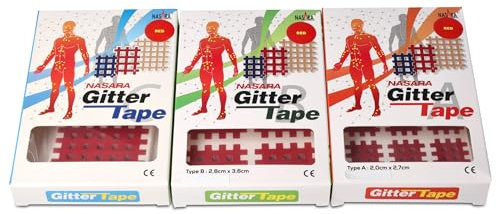 Nasara Original Gitter Tape im 3er Sparset (1x Typ A, 1x Typ B, 1x Typ C), rot