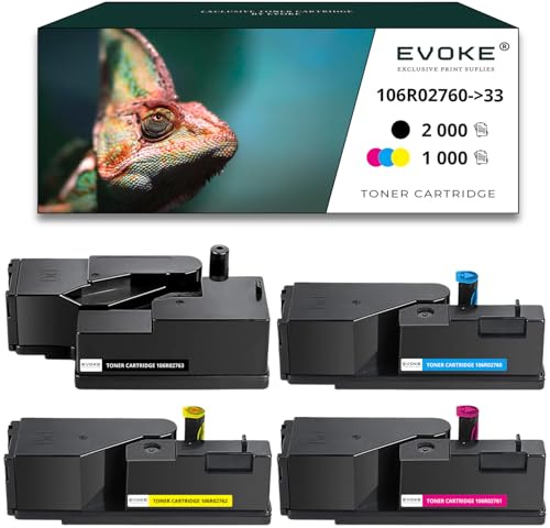 4 Tonerkartuschen für Xerox 6020 CMYK, 2.000 Seiten Schwarz + 1.000 Seiten pro Farbe, kompatibel mit Xerox Phaser 6020 6020 6020BI 6022 6027 WorkCentre 6025