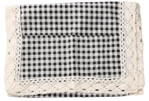 GORGECRAFT Copertura Protettiva Antipolvere e Olio per Forno A Microonde 100×35cm con Tasca Portaoggetti in Cotone e Lino per Elettrodomestici da Cucina per Il Controllo della Polvere (Tartan Nero)