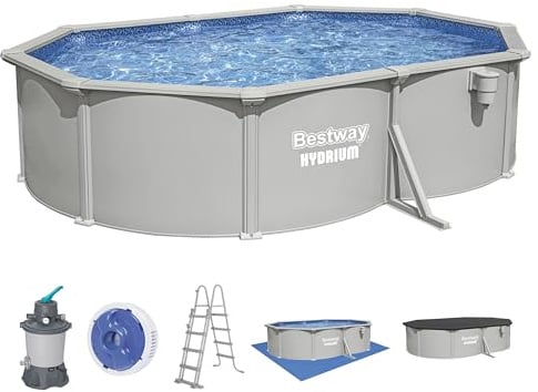 Bestway Hydrium 500 x 366 x 122 cm Ovaler Aufstellpool mit Stahlwand