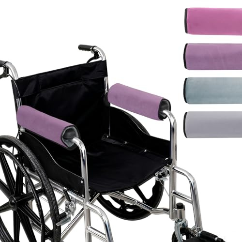 Rollstuhl-Armlehnenbezug,Armlehnen Polster,Bequeme und druckentlastende Armlehnenpolster, Abnehmbare, waschbare Armlehnenbezüge,für Büro und Transportstühle, Rollstühle, Sessel,Violett
