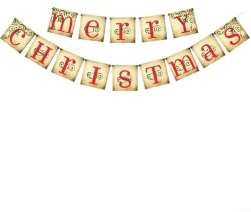 Retro Nostalgisches Frohe Weihnachten Banner Vintage Stil Karton Urlaub Dekoration für Home Office Kirche Saisonal Festliches Ambiente