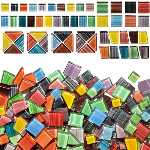 AiYoYo 1KG Bunte Mosaiksteine Set Glasstücke für erwachsene DIY Polygonal Verschiedene Mosaik für Heimdekoration Basteln