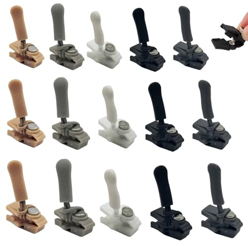 KASESSS 15 Pezzi Cursore Cerniera Ricambio, Zip Cerniera, 3 Misure Tira Cerniere Lampo, Kit Cursori Per Cerniere, Kit Cursori Per Cernieres Lampo Senza Attrezzi per Giacche Borse Valigie Jeans