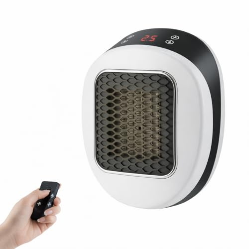 Mini Termoventilatore, Fancysky 600W PTC Mini Termoventilatore Elettrico con Presa, Termoventilatore da Parete con Presa, Mini Riscaldatore Elettrico, Bassa Rumorosità, Risparmio Energetico