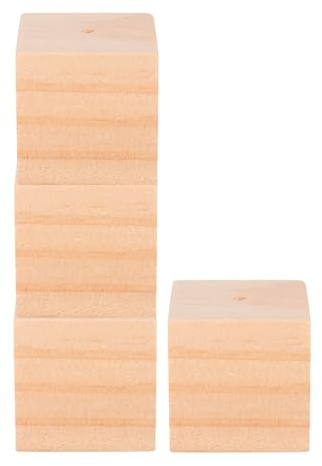 KOCKSHION 4pcs Wooden Baking Flower Nail Base Set, Rectangular Cake Decorating Stand for Icing Flowers, Sturdy Wood Display Platform for Baking and Pastry Decoration