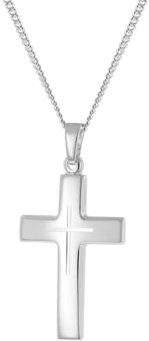 trendor Herren-Halskette mit Kreuz 925 Silber 24 mm 21170 | zeitloses Schmuckstück für Männer, elegante Halskette und maskuliner Silberschmuck,