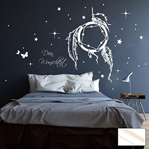 ilka parey wandtattoo-welt Wandtattoo Traumfänger Wandsticker Wandaufkleber Aufkleber Wunschtext Sternen M2088 pink XXL
