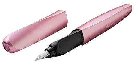 Pelikan Twist Füllhalter, Edelstahl-Feder in Strichbreite M inkl. 2 Tintenpatronen, girly rose, 1 Stück