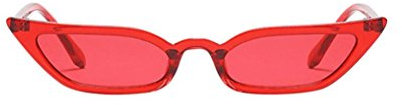 URSING Damen Vintage Katzenaugen Sonnenbrille Retro Kleiner Rahmen UV400 Brillenmode Cat Eye Sunglasses Mode Trendy Klassische Nachtsichtbrille Unisex UV400 Treibenden Gläser (Rot)