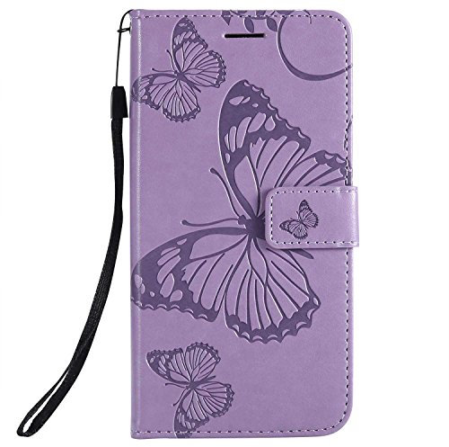 DENDICO Cover per Huawei P20 Lite, Pelle Portafoglio Custodia per Huawei P20 Lite Custodia a Libro con Funzione di appoggio e Porta Carte di Credito - Viola