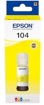 Epson Jaune 104 EcoTank Jaune, Bouteilles d'encre d'origine, ET-1810 ET-2710 ET-2711 ET-2712 ET-2714 ET-2715 ET-2810 ET-2811 ET-2812 ET-2814 ET-2815 ET-2720 ET-2721 ET-2820 ET-2821 ET-4700 ET-4800