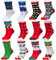 Shujin Unisex Weihnachtssocken 12 Paare Mix Design Weihnachten Socken Festlicher Spaß Neuheit Weihnachtsmotiv Socken Christmas Socks Atmungsaktive für Damen und Herren(12 Pack,One Size)