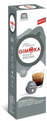 Gimoka Mezcla de Café Espresso Deciso, intensidad 10/10-80 Cápsulas - Compatibles con Máquinas de Café Caffitaly Y Tchibo Cafissimo - Producido en Italia - 8 paquetes de 10