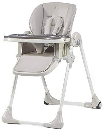 Kinderkraft Highchair YUMMY, Baby Chair, Ergonomic, Comfortable, Reclining, Foldable, with Ajustable Height, Footrest, Detachable Double Tray, for Toddler, from 6 Month to 3 Years, Gray (Pack of 1)