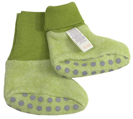 Cosilana Baby Fleece Schühchen kbT Wolle Bio Baumwolle (74/80, Lindgruen Melange)