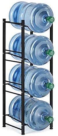 OYEAL 4-Tier Water Bottle Holder Cooler Jug Rack Organizer | 5 Gallon Water Bottle Storage Rack Detachable Water Dispenser Stand Steel Water Jug Stand for Kitchen Drawing Room, Black