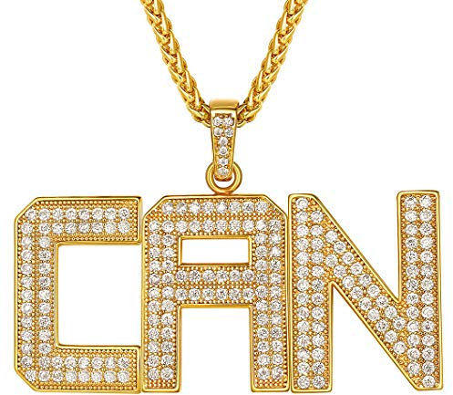 Richsteel personalisierter 3 Buchstabe Anhänger mit Zirkonia Freundschaftskette Namenskette für Hip pop Rapper