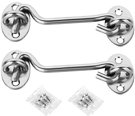 2 Pack Hook and Eye Latch Stainless Steel Heavy Duty Privacy Lock for Sliding Barn Door (4 Inch)