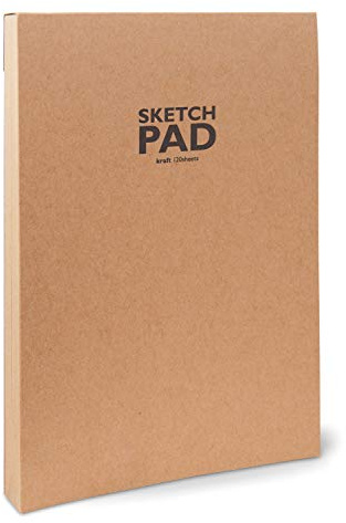 Sketchbook Honsell 34504 - Sketchpad Kraft Skizzenblock kopfgeleimt, DIN A4, 120 Blatt, 100 g/m², robustes, recyclingfähiges Kraftpapier aus ungebleichten Naturfasern, Natur