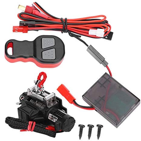 RC-simulierte Winde, Fernbedienung RC-Windenempfängerset RC-Zubehör Kompatibel mit Axial SCX10 90046 1/10 RC Crawler(schwarz)