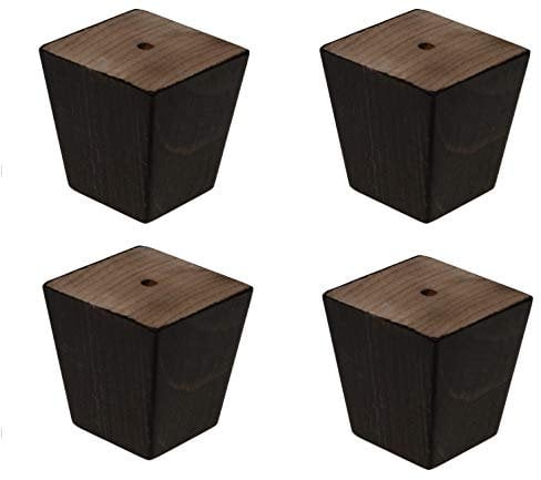 Moebelfusse Holz 4 x 45-35 mm/H=50mm Möbelfüße Trapez Holz Möbelfuß Schrankfüße Schrankfuß Sofas Tische Betten BUCHEN HOLZ Walnuss dunkel