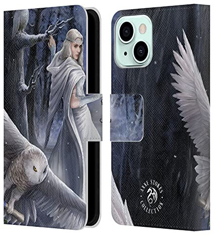 Head Case Designs Officially Licensed Anne Stokes Midnight Messenger Owls Leather Wallet Case Compatible With Apple iPhone 13 Mini