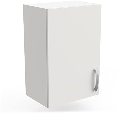 habeig Wandschrank 60cm #195 Badezimmerschrank Küchenschrank mit höhenverstellbarer Regalebene Badschrank mit Tür 40 x 28 x 60 cm (BxTxH) weiß