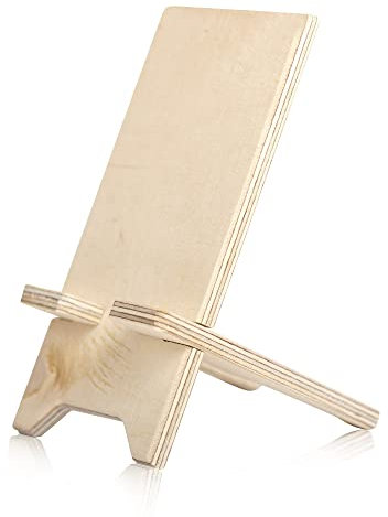 Support de Téléphone Portable pour Bureau en Bois de Bouleau, Porte Téléphone - Compatible avec Smartphone, iPhone, Samsung, Huawei, Accessoire Bureau