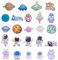PandaHall Lot de 24 broches en plastique sur le thème de l'espace - 24 styles - Jolies broches pour vêtements, sacs, vestes