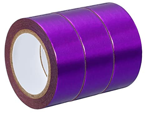 PATIKIL 15mm x 5m Metallizzato Washi Nastro, 3 Rotolo Copertura Lamina Adesivo Auto Adesivo per Fai da Te Arte Artigianato Avvolgimento Decorazione, Viola