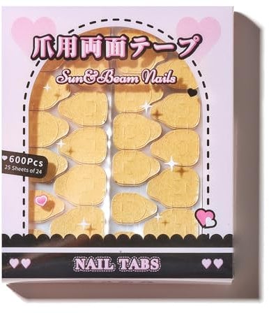 Sun&Beam Nails False Nail Jelly Glue for Press on Nails Gel Stickers Double Sided Bonding Adhesive Tabs for Woman Girl 0.3mm Ultra Thin Extra Sticky Clear Waterproof Breathable 25 Pcs