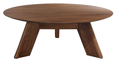 Meubletmoi Zara Couchtisch, rund, aus Holz, Durchmesser 90 cm, mit 3 dicken, abgeschrägten Beinen, modernes Design