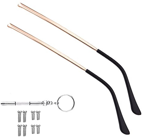 OPUGIT Metal Glasses Replacement Temple, Eyeglass Arms Legs Replacement, Glasses Repair Kit Universal Eyeglasses Replacement, DIY Temples for Glasses with Screws(1 Pair,Rose Gold)